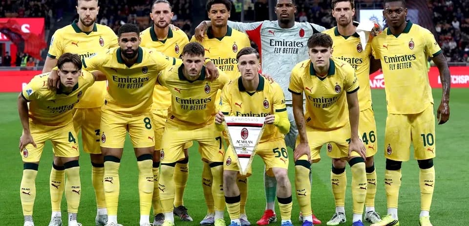Игроки AC Milan на матче против Atalanta