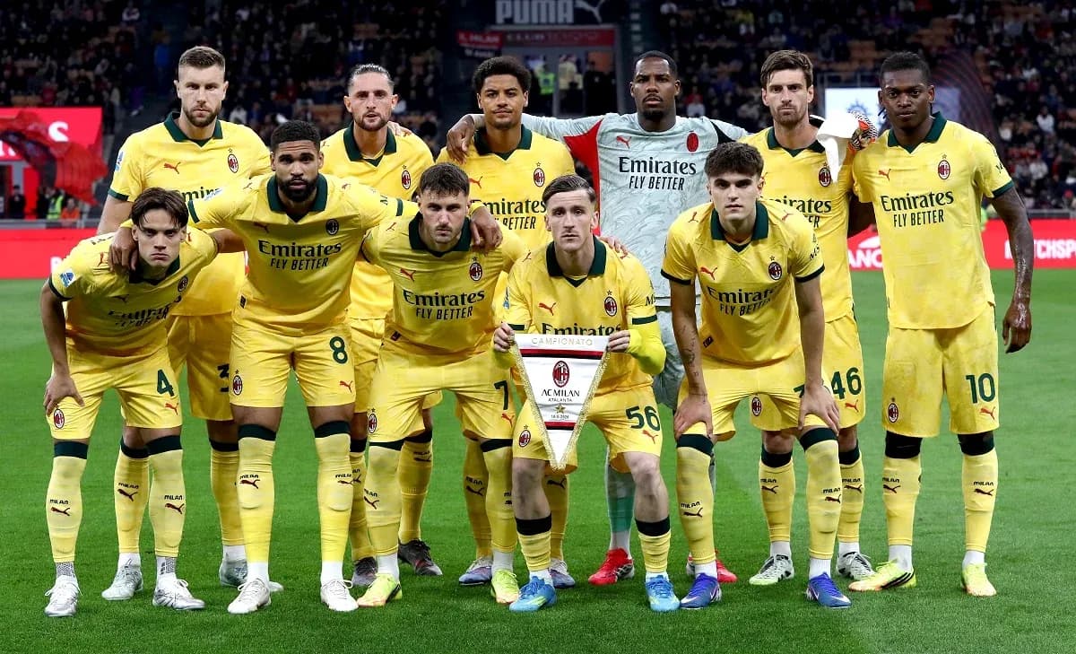 Игроки AC Milan на матче против Atalanta