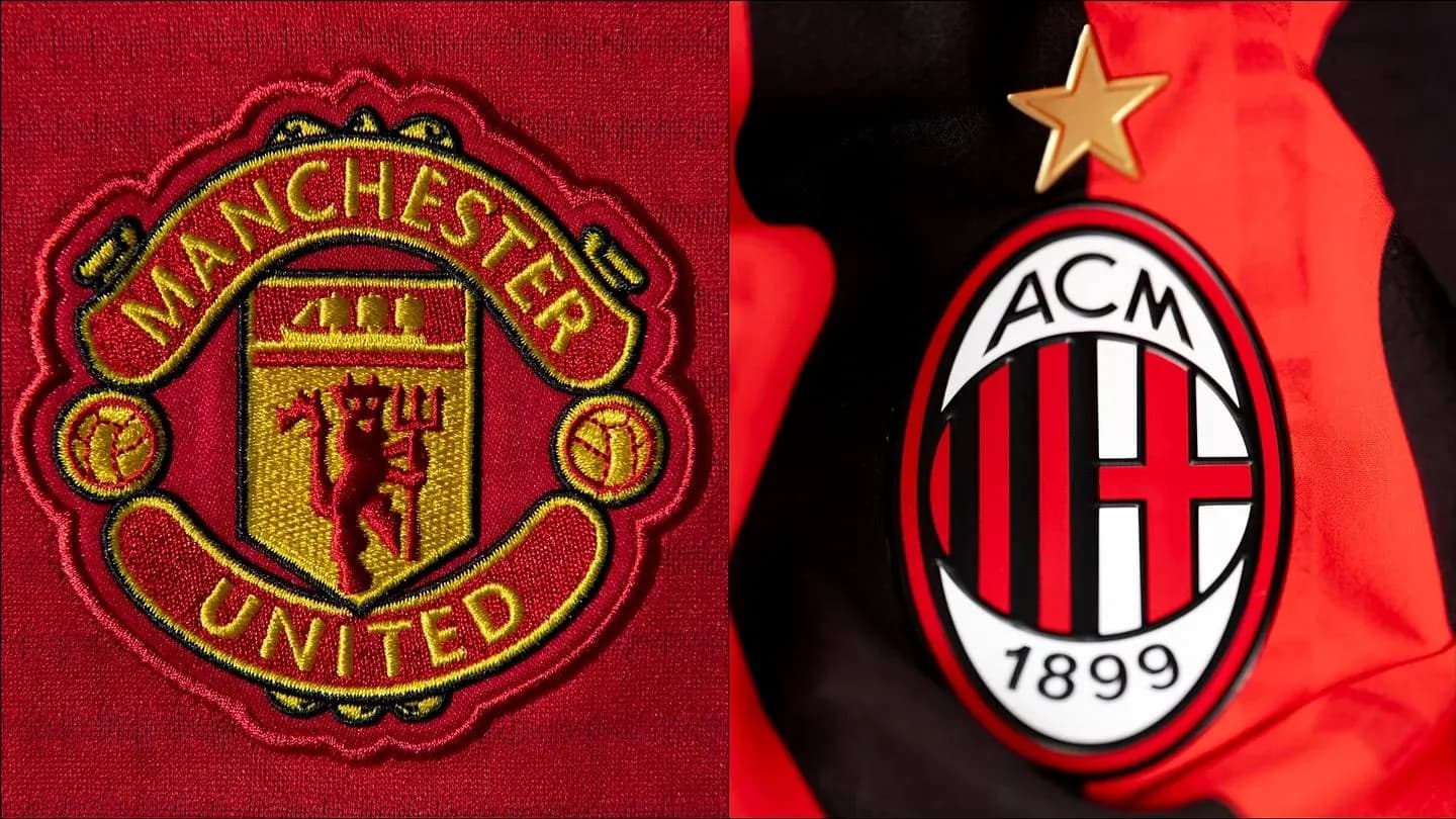 Логотипы Manchester United и AC Milan на ткани