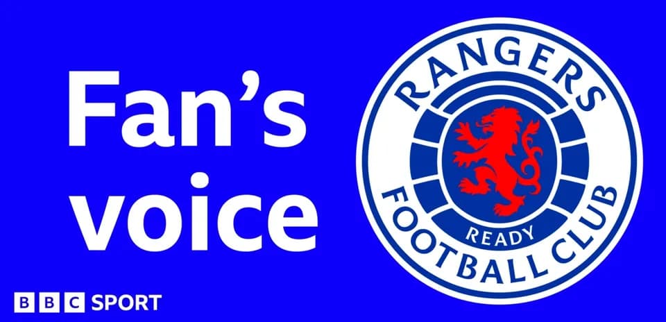 Логотип Rangers и текст 'Fan's voice' на синем фоне