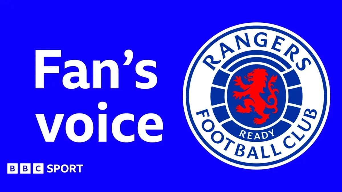 Логотип Rangers и текст 'Fan's voice' на синем фоне