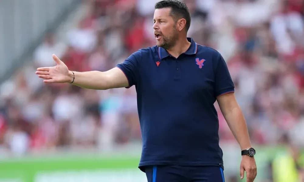 Тренер команды Crystal Palace дает указания на поле