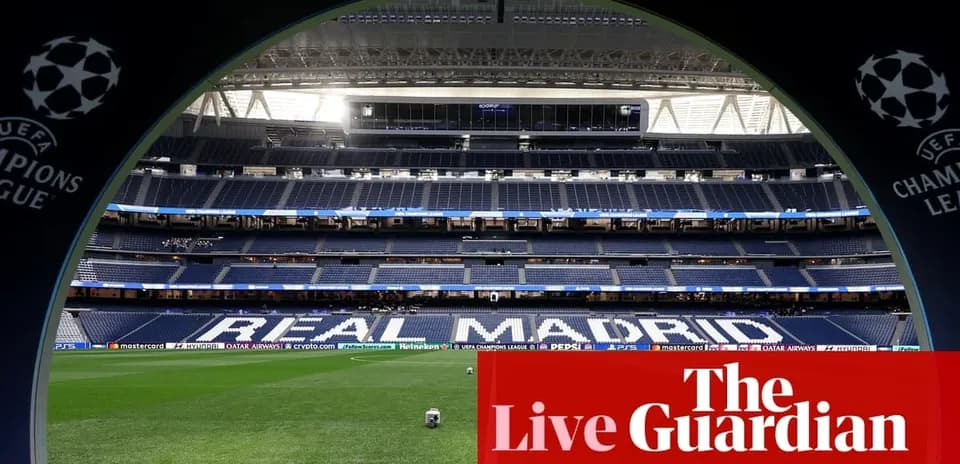 Стадион с надписью REAL MADRID в UEFA Champions League