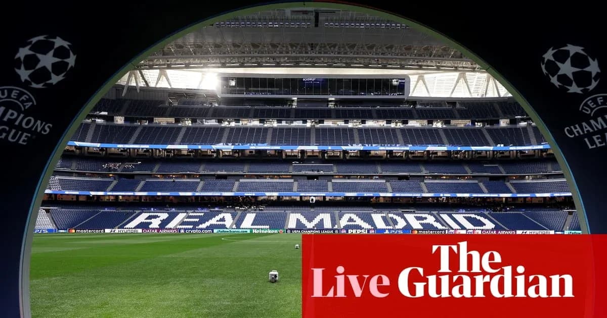 Стадион с надписью REAL MADRID в UEFA Champions League