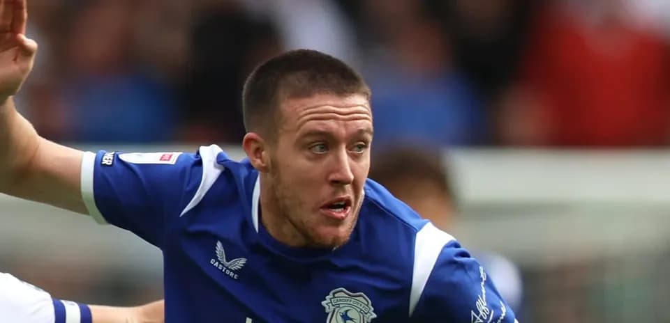 Игрок команды Cardiff City в синей форме на поле