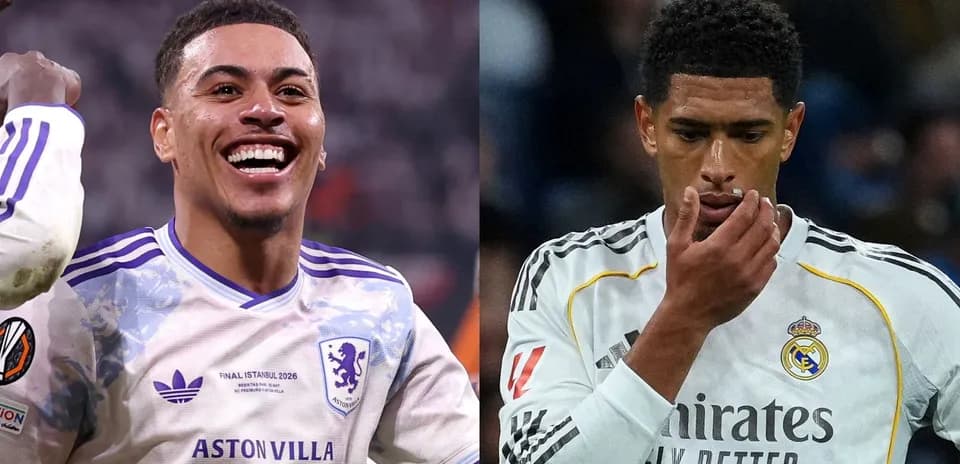 Игроки Aston Villa и Real Madrid на поле