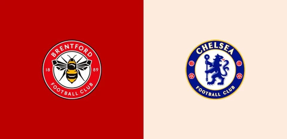 Логотипы Brentford и Chelsea на фоне