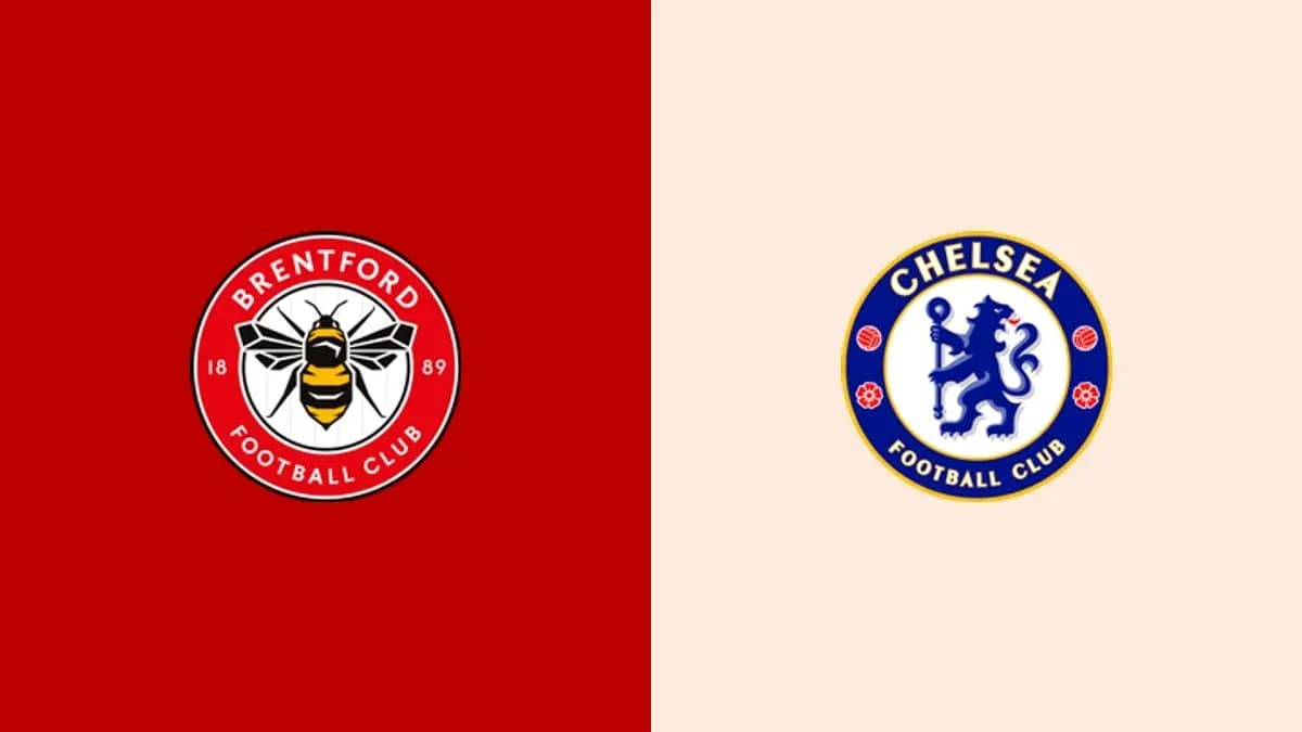 Логотипы Brentford и Chelsea на фоне