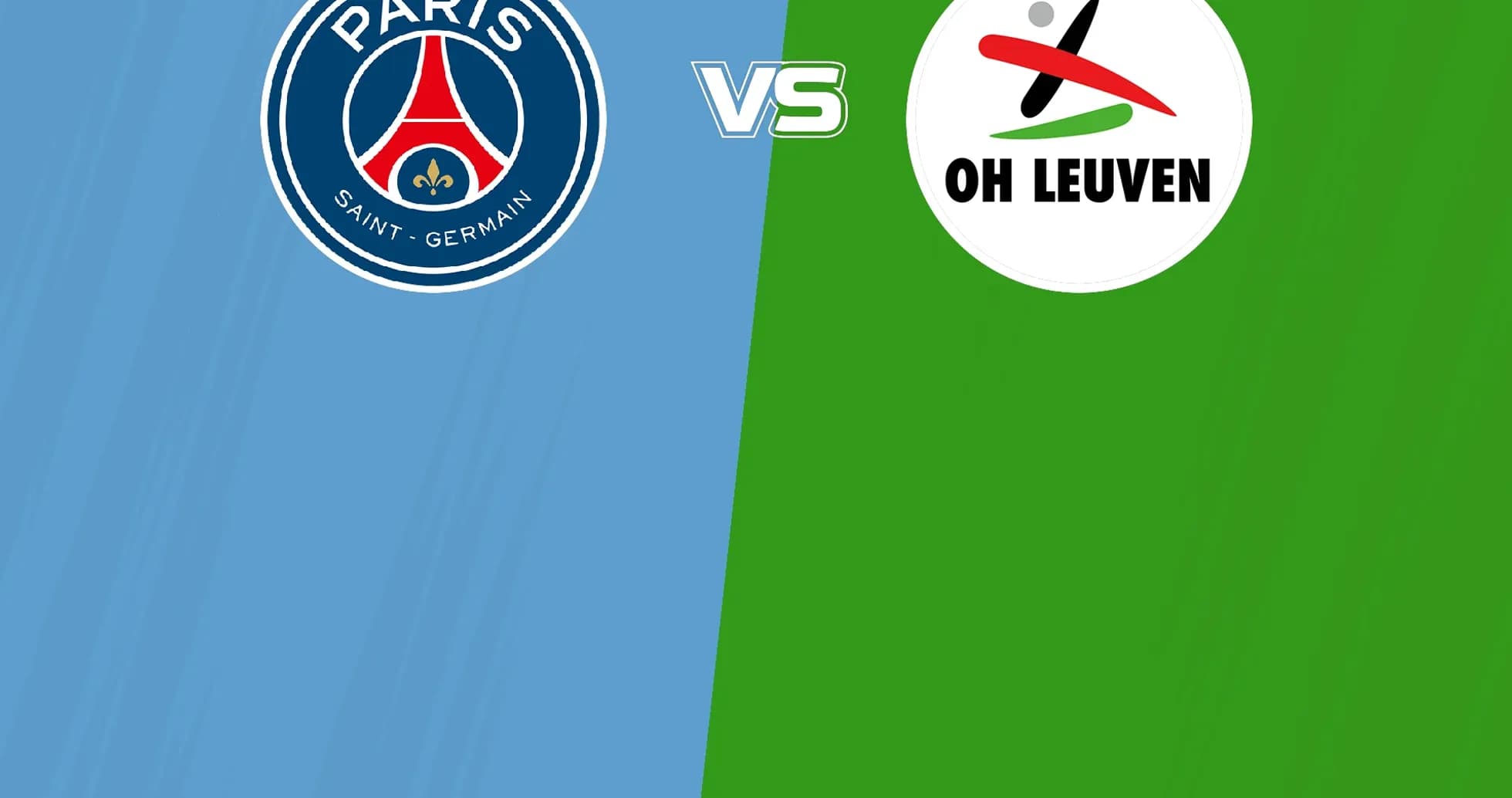 Match preview graphic for PSG vs OH Leuven.