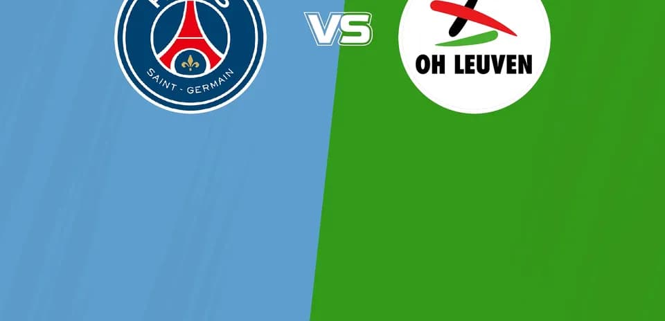 Match preview graphic for PSG vs OH Leuven.