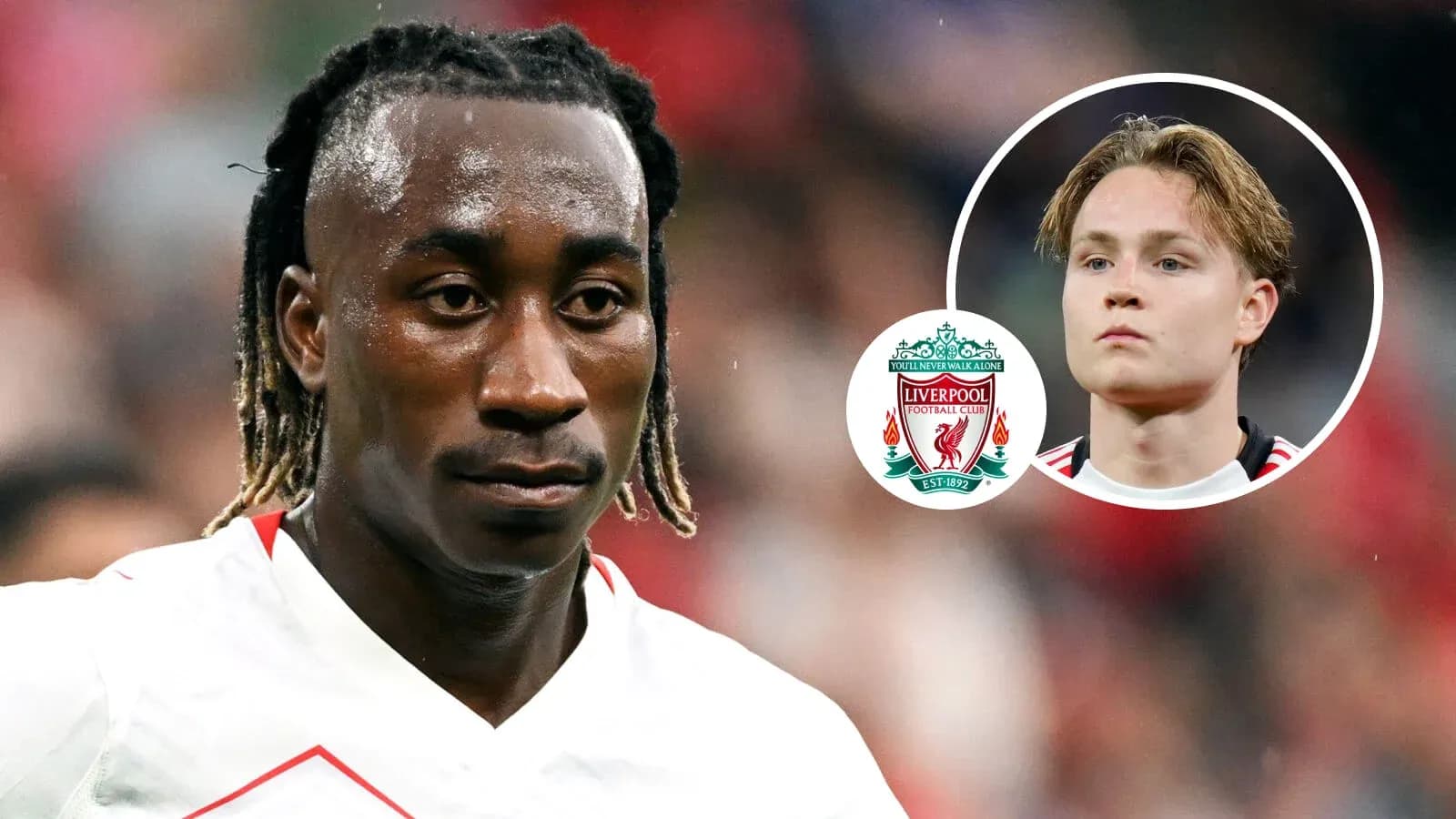 Игроки на поле, логотип Liverpool в углу