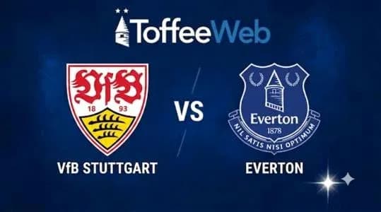 Логотипы VfB Stuttgart и Everton с текстом противостояния