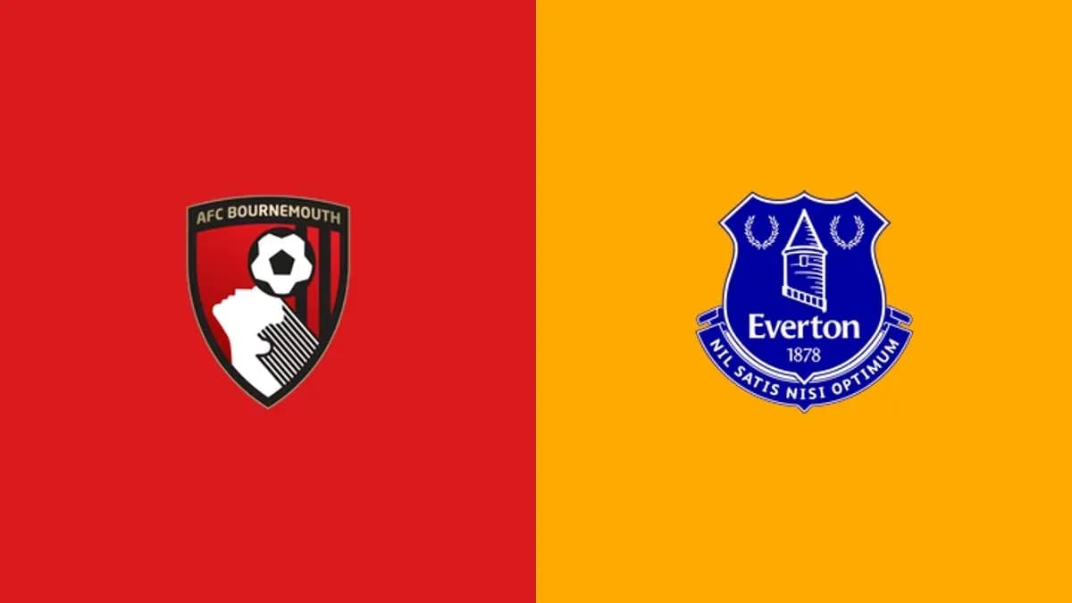 Логотипы AFC Bournemouth и Everton на фоне