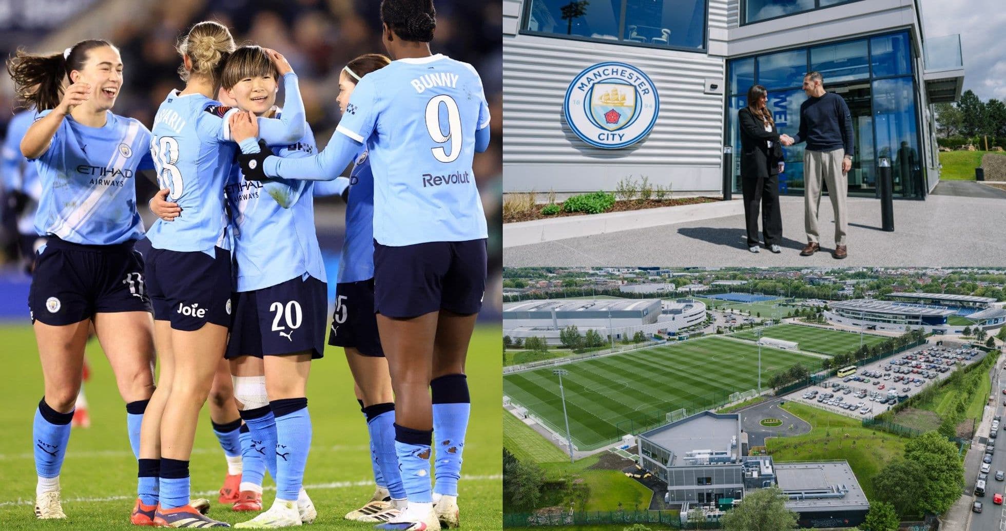 Игроки Manchester City празднуют гол на поле