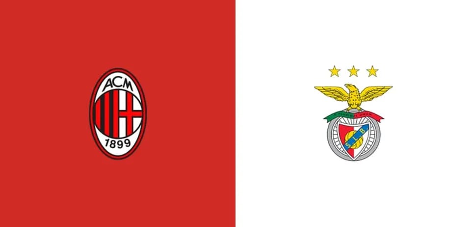 Логотипы AC Milan и Benfica на фоне