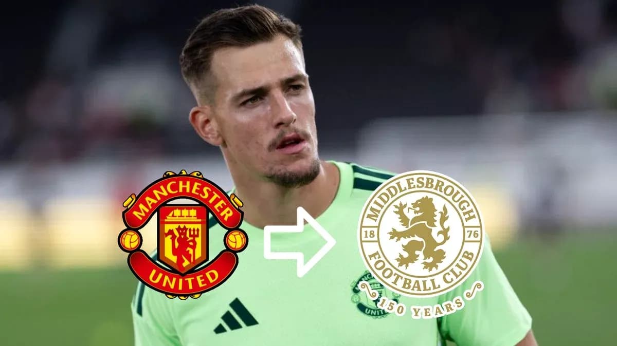 Игрок в форме Manchester United с логотипами клубов