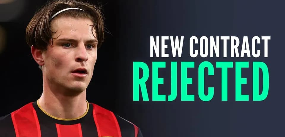 Игрок AFC Bournemouth с заголовком 'Новый контракт отклонен'
