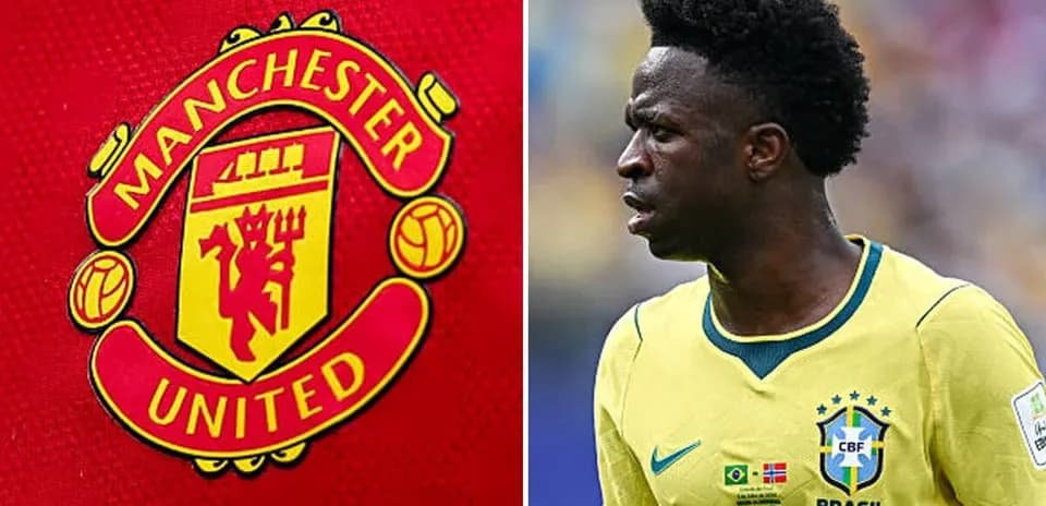 Логотип Manchester United и игрок в желтой форме