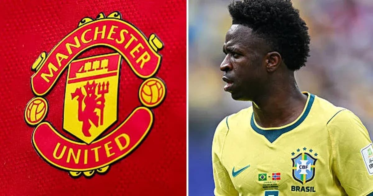 Логотип Manchester United и игрок в желтой форме