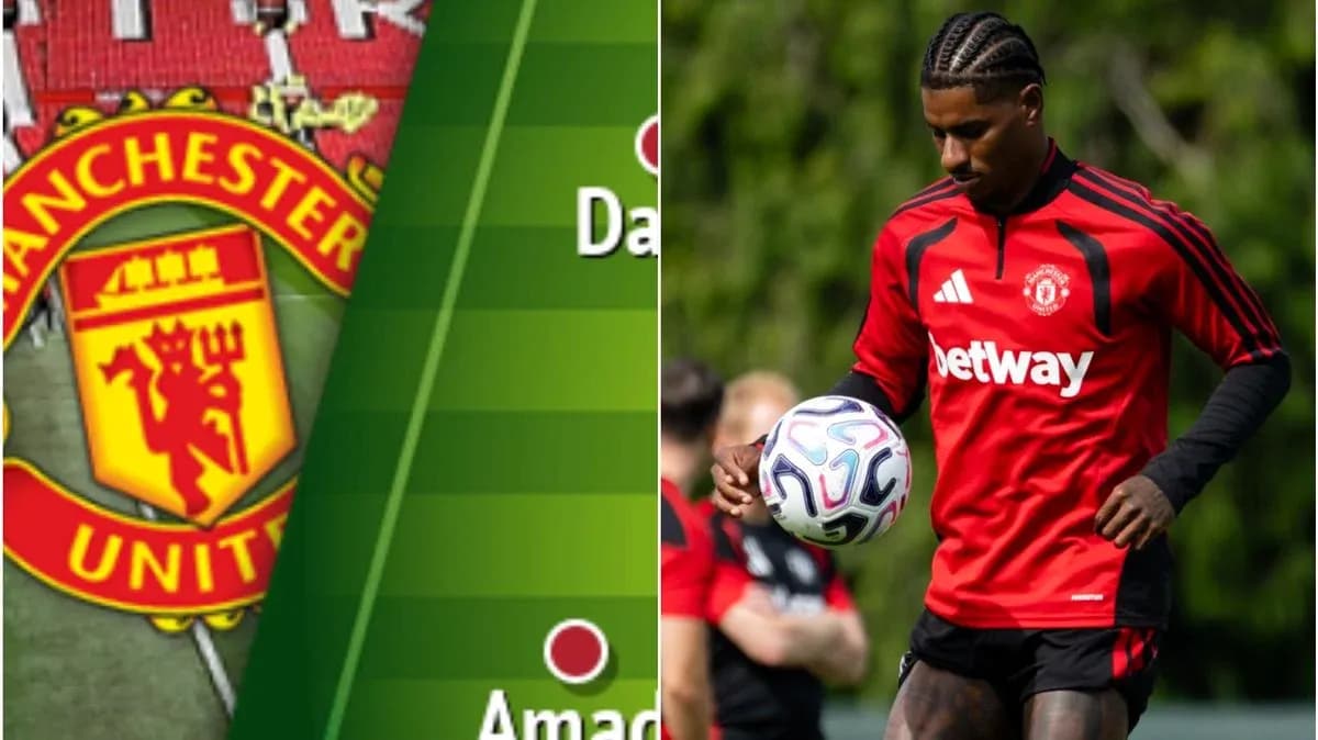 Игрок Manchester United с мячом на тренировке