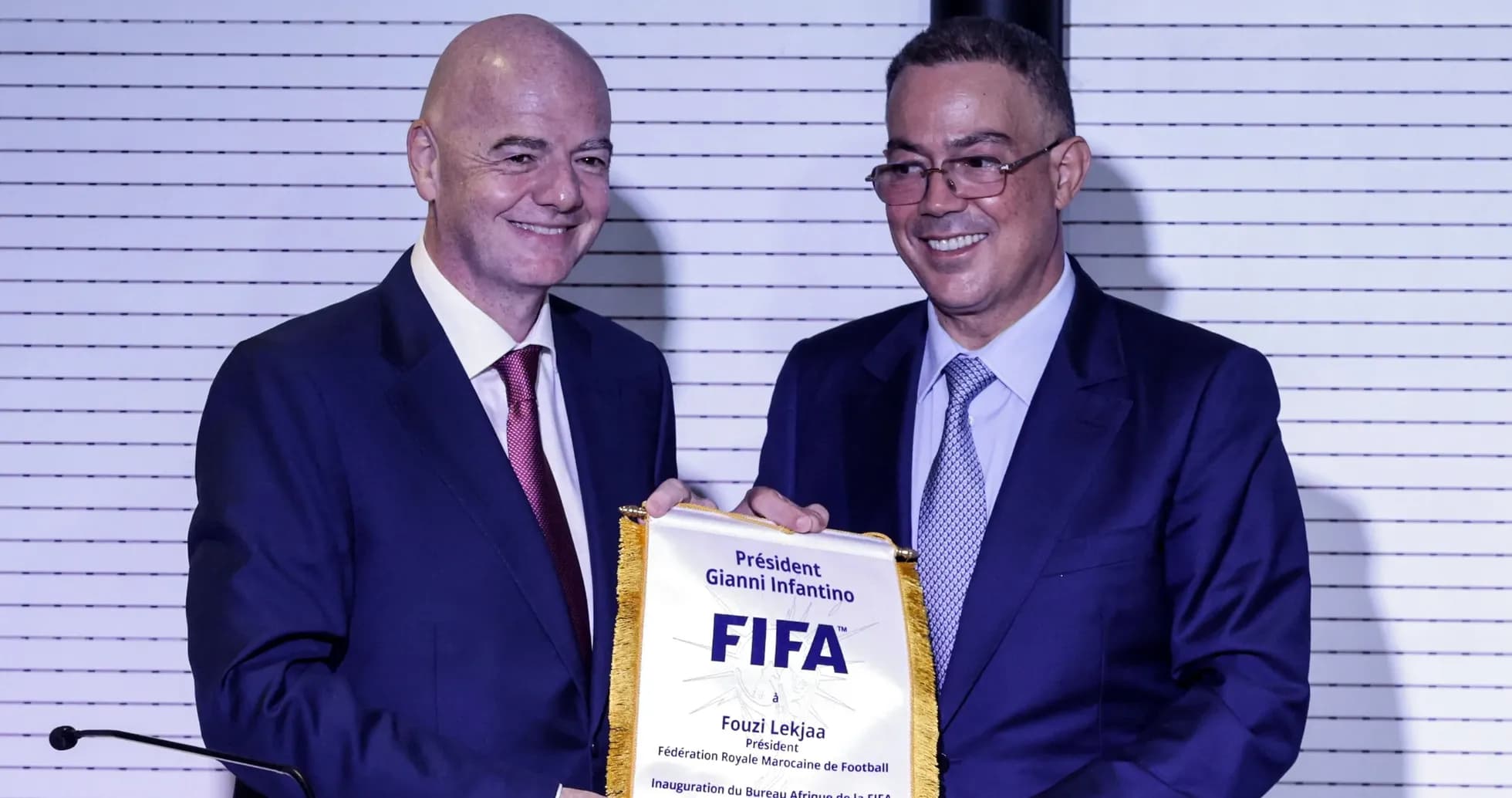 Gianni Infantino и Fouzi Lekjaa на церемонии вручения