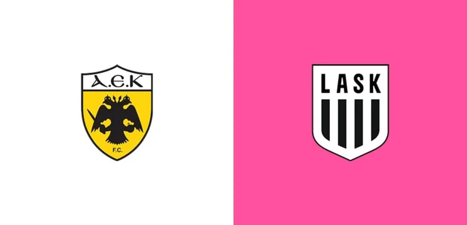 Логотипы A.E.K. и LASK на фоне