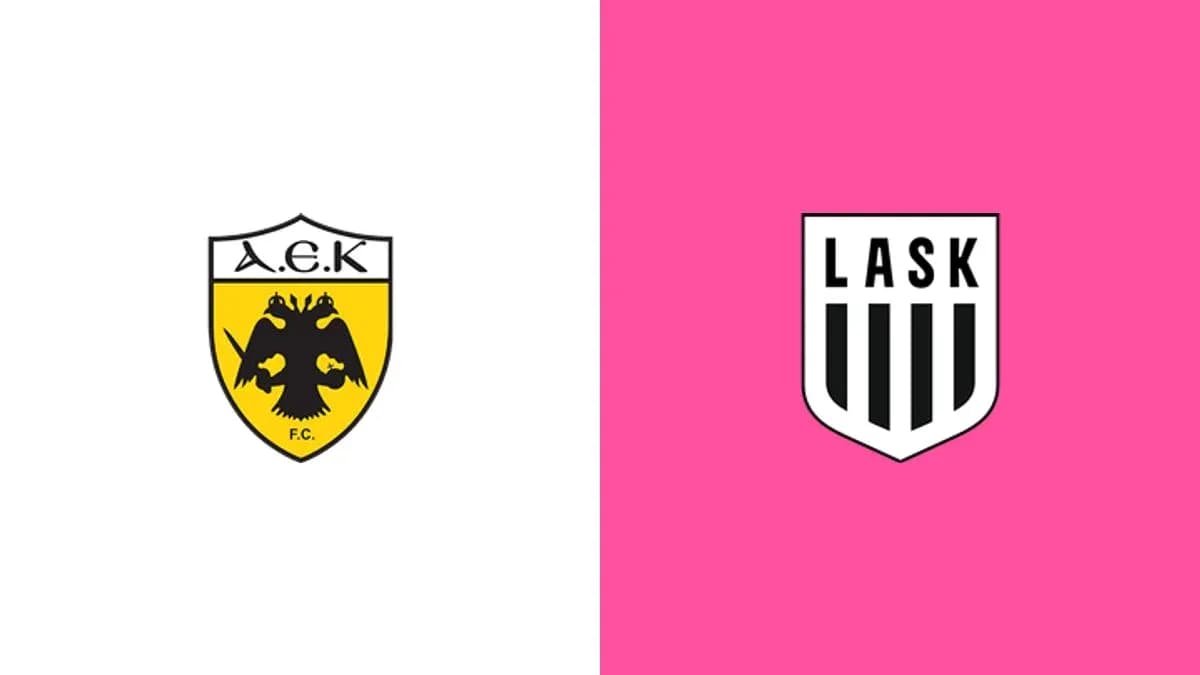 Логотипы A.E.K. и LASK на фоне