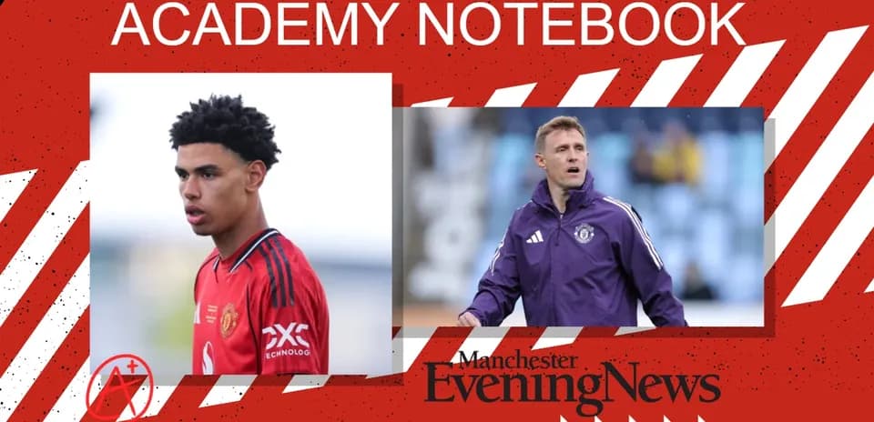 Young player in Manchester United kit and coach