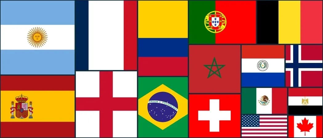 Collage of various national flags from around the world