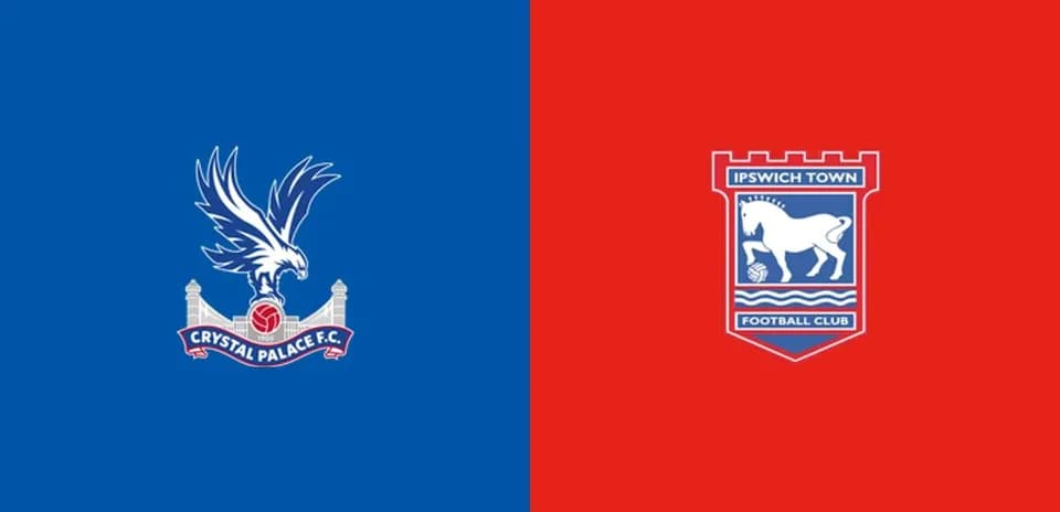 Логотипы Crystal Palace и Ipswich Town на фоне Логотипы Crystal Palace и Ipswich Town на фоне