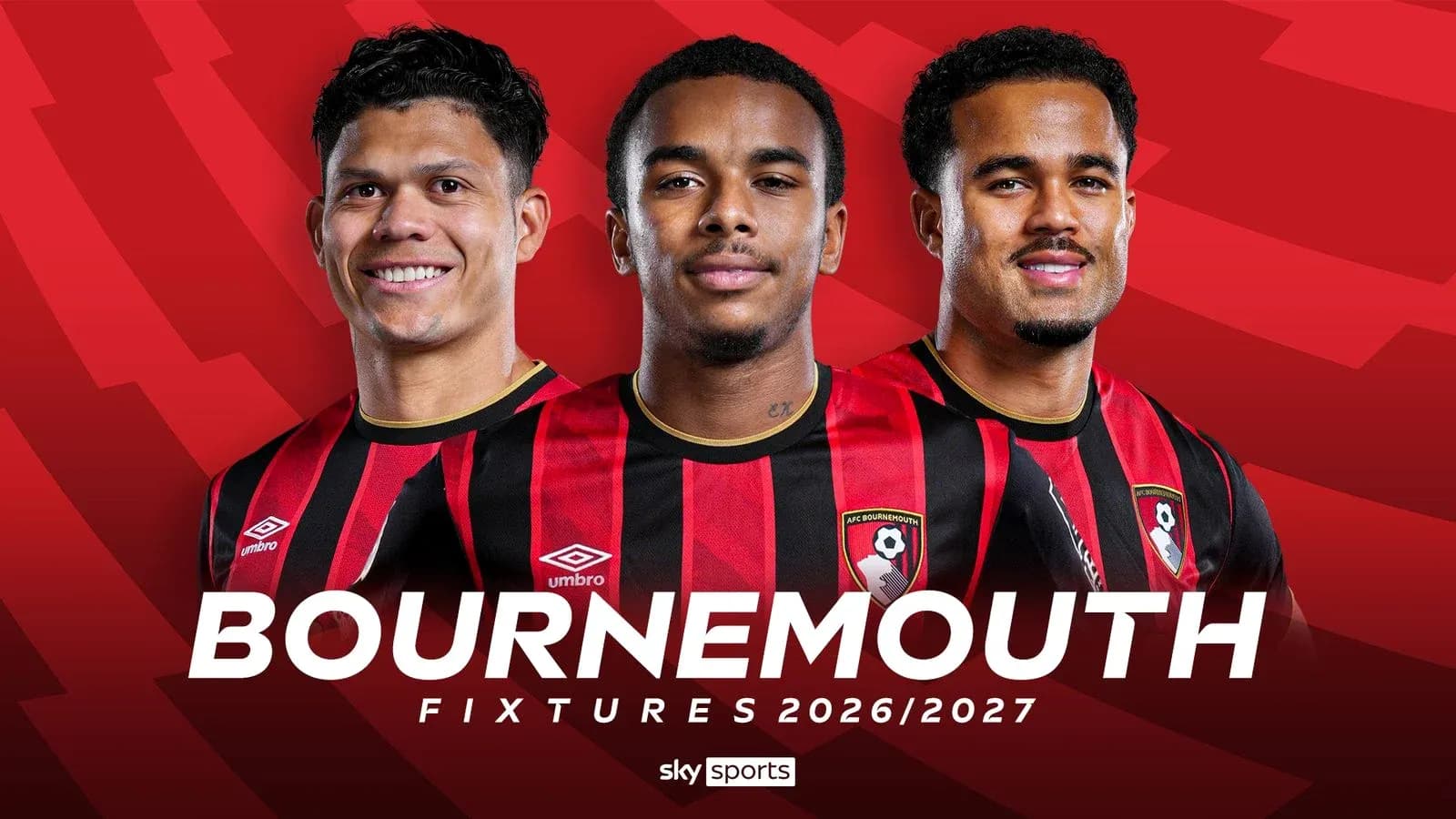 Игроки AFC Bournemouth в клубной форме на фоне Игроки AFC Bournemouth в клубной форме на фоне