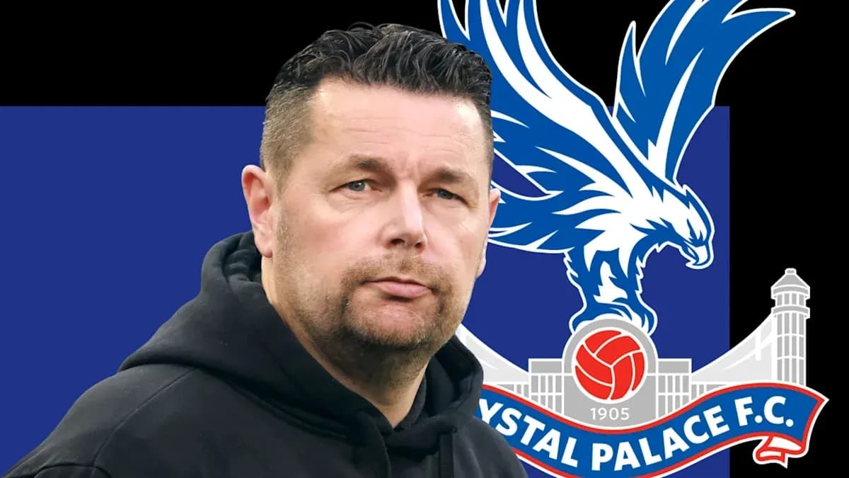 Тренер на фоне логотипа Crystal Palace FC Тренер на фоне логотипа Crystal Palace FC