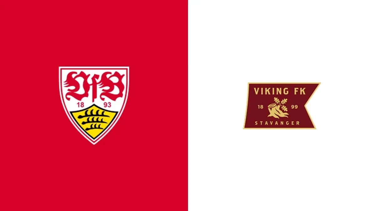 Логотипы VfB Stuttgart и Viking FK на фоне Логотипы VfB Stuttgart и Viking FK на фоне
